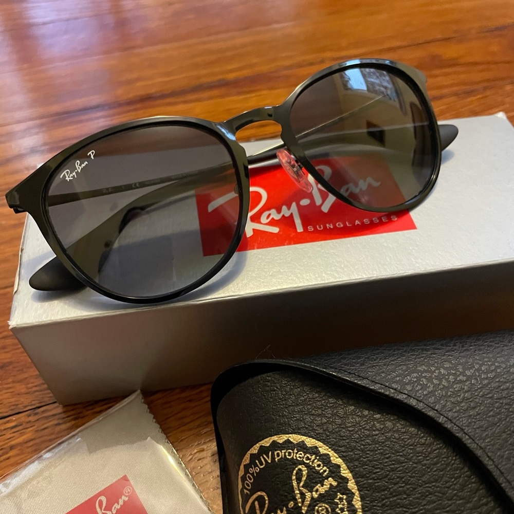 Ray-Ban Erika Black Metal Polarized Sunglasses